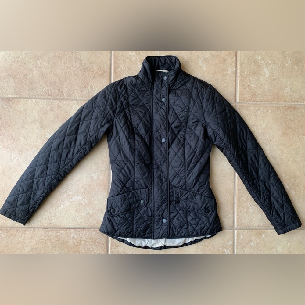 Barbour Flyweight Calvary Jacket Black Size 2 Like New